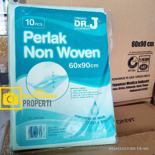 DR J ONEMED Underpad / Perlak Non Woven 60 x 90cm Isi 10 Lembar