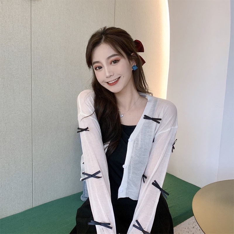 MOOGU ♡ Cardigan pendek dan setelan pelindung matahari tipis