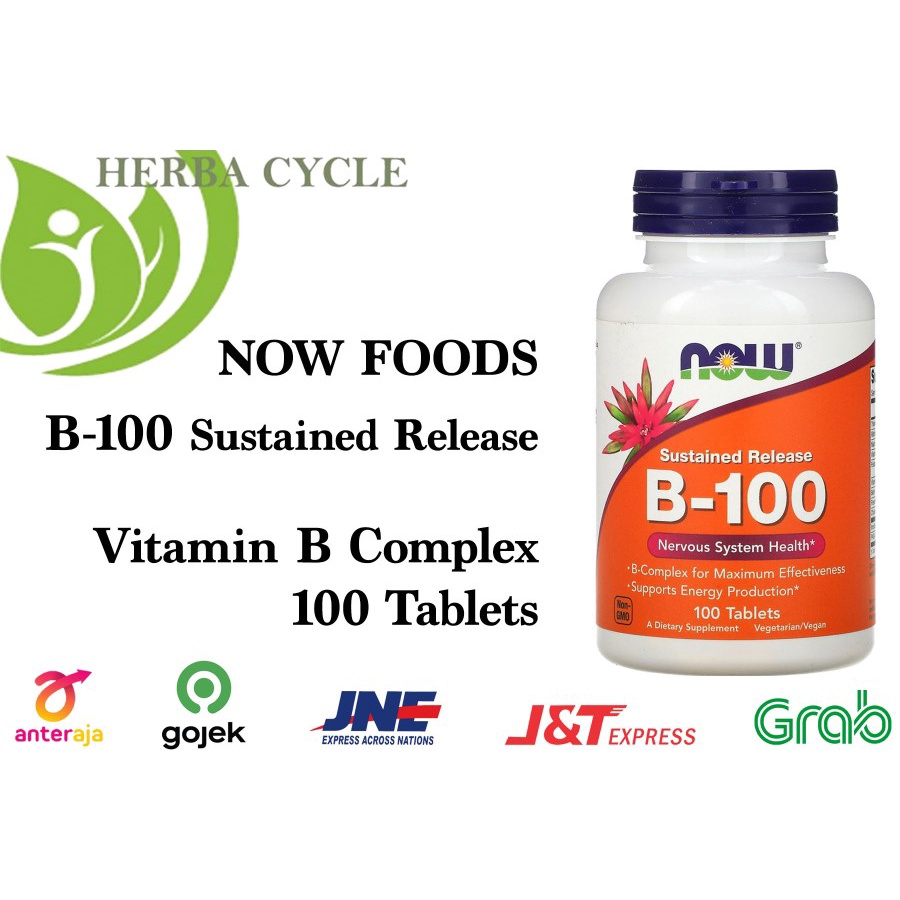 Now Food Sustained Release B 100 Complex 100 tab Jaga Sistim Syaraf ORI USA