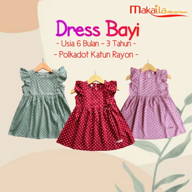 Baju Bayi Cewek Dress Bayi Perempuan Bahan Katun Rayon Premium polkadot Pakaian baju bayi perempuan