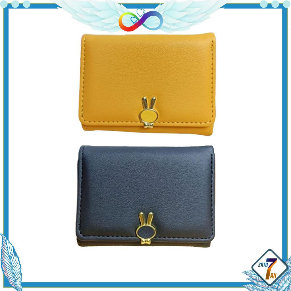 Dompet Lipat Wanita Motif Garis Bunga Fashion Style Korea Dompet Cewek Mini Women Wallet PU Satu7an D77