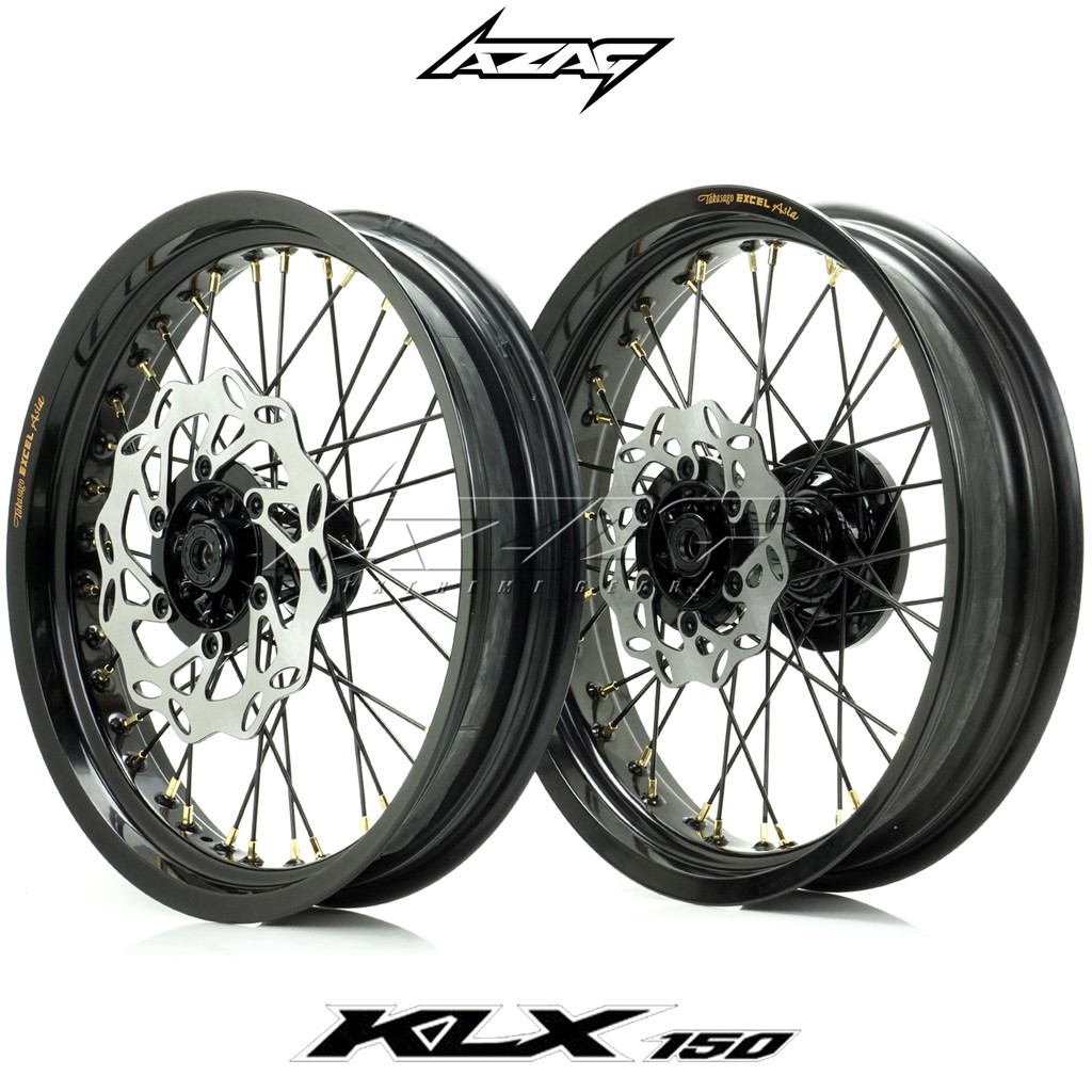VELG SET SUPERMOTO KLX 150 EXCEL TAKASAGO ASIA INLCUDE PIRINGAN CAKRAM