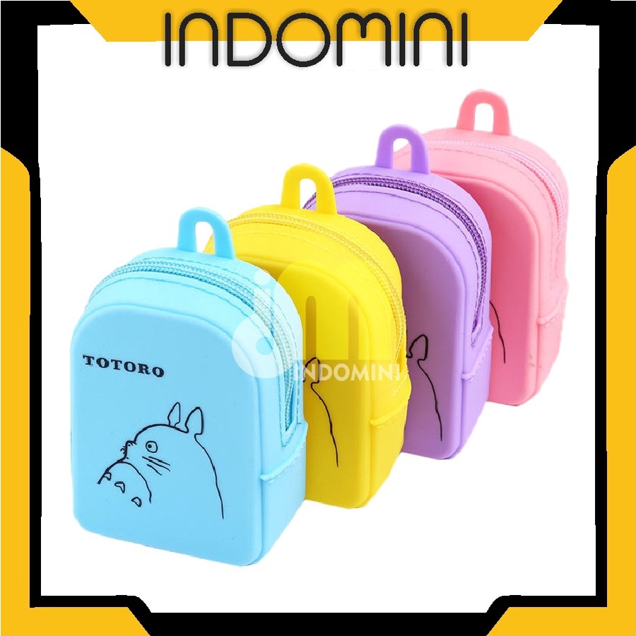 INDOMINI D033 Dompet Koin Bahan Silikon Dengan Risleting Dompet Koin Motif Lucu