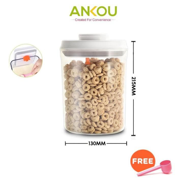 Toples Makanan / Toples Susu Kedap Udara Ankou Size 2L Bulat