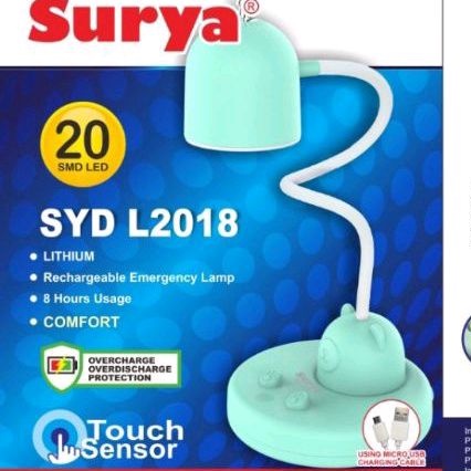 Lampu Meja Belajar Emergency Rechargeable Surya L2018 dengan Cas Android anda