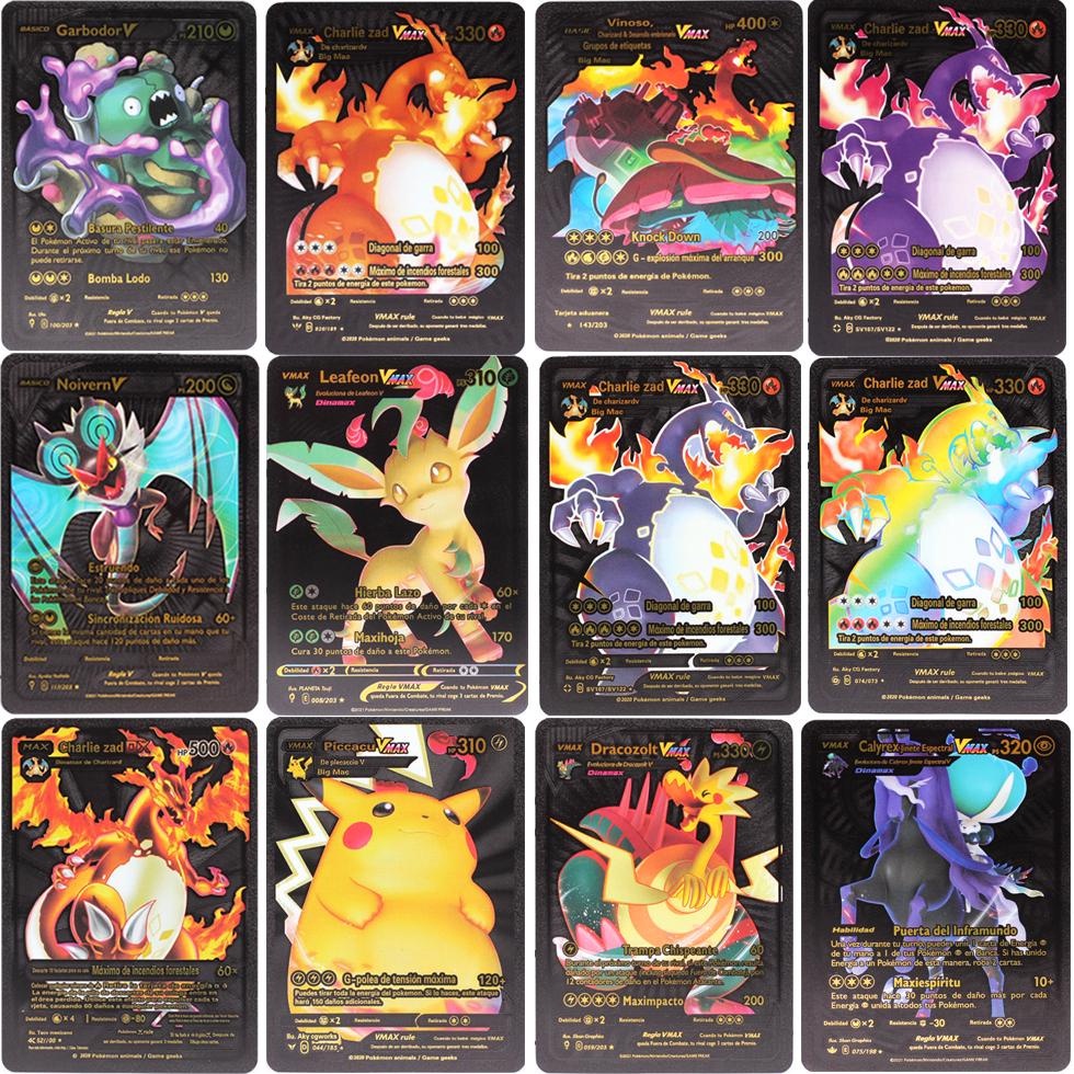 Kartu Pokemon 1 Box 55pcs Metal Warna Charizard Pikachu Pokemon Card