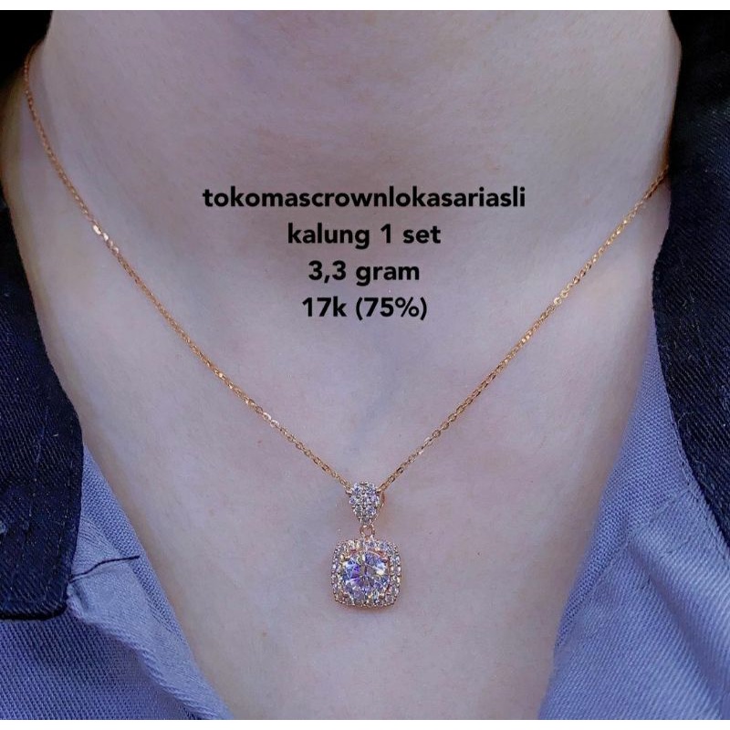 KALUNG SET LIONTIN  MODEL KOREA NEW ROSE GOLD EMAS ASLI