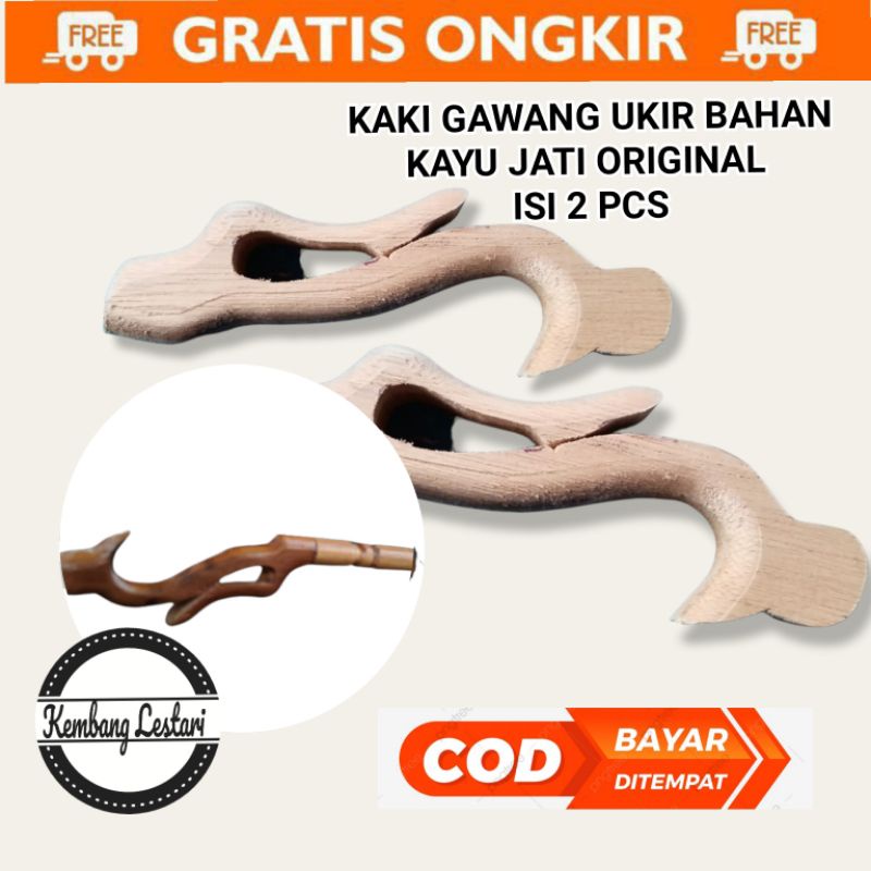 Kaki gawang ukir bahan kayu jati original untuk pleci, kolibri, helopet