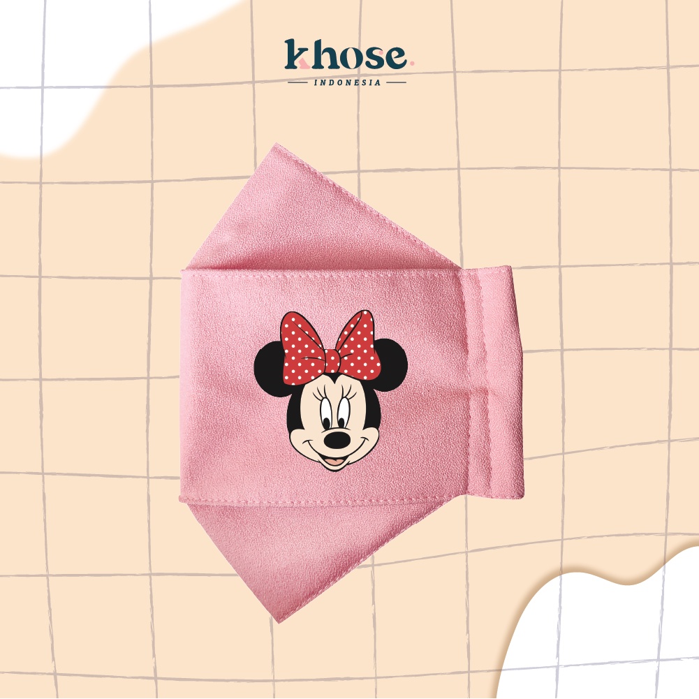 KHOSE MASKER KAIN ANAK 3D MICKEY &amp; MINNIE WATER RESISTANT PRINT DIGITAL / Masker Murah Lucu