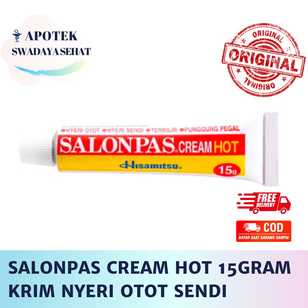 SALONPAS CREAM HOT 15GR TUBE - Krim Salep Nyeri Otot Sendi Salon Pas