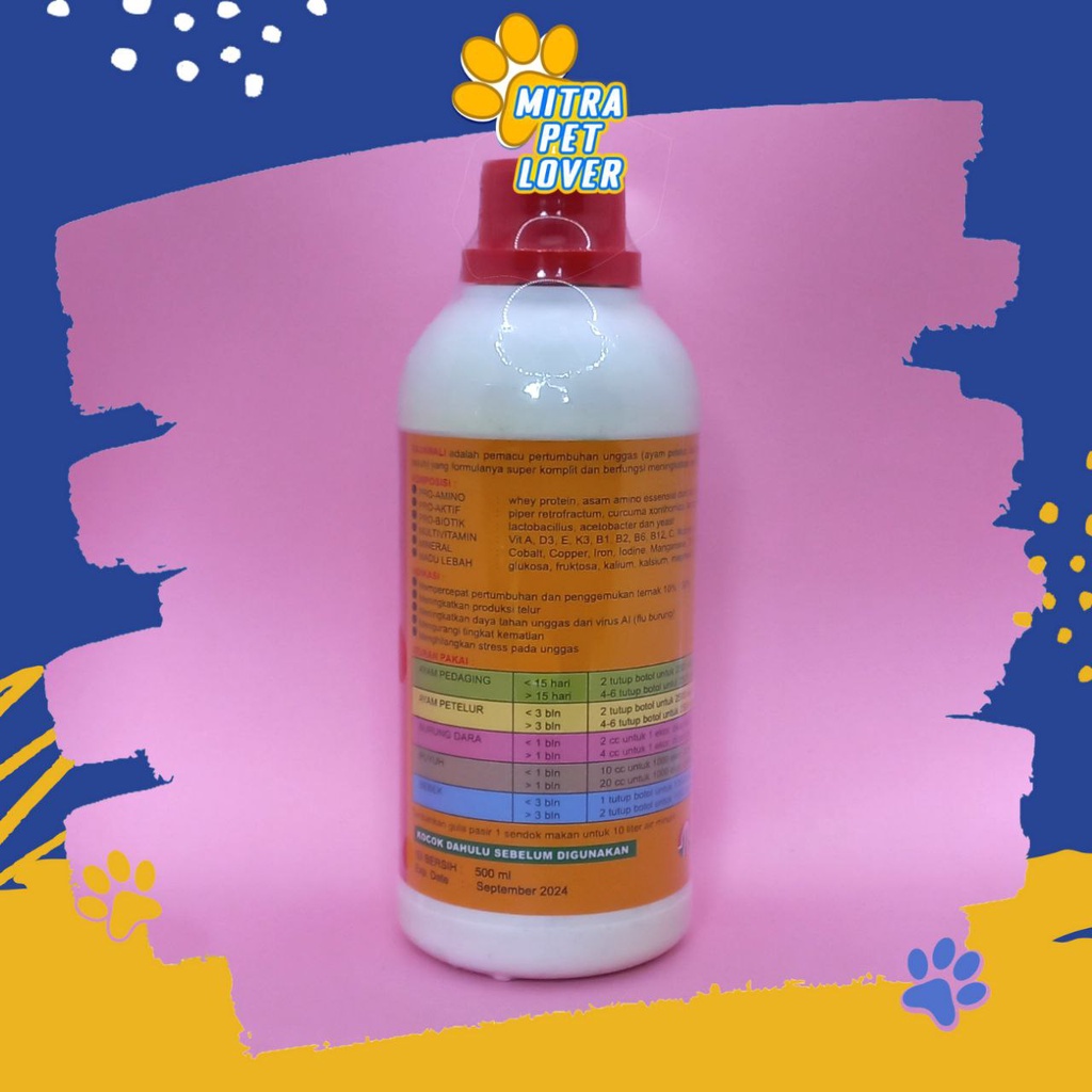 OBAT PEMACU PERTUMBUHAN UNGGAS - RAJAWALI 500 ML ORIGINAL - PACU TUMBUH AYAM PEDAGING TELUR BEBEK BURUNG - CEPAT BESAR - AMPUH AMAN - PET ANIMAL BIRD DUCK CHICKEN - MURAH ASLI GARANSI KUALITAS - TAMASINDO OBAT &amp; VITAMIN SUPLEMEN TERNAK HEWAN MITRAPETLOVER