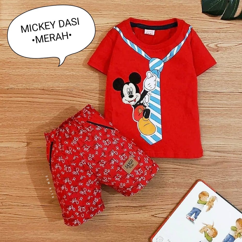 Klik Mds Setelan Baju Anak Bayi Laki-laki Dasi Tikus Bordir 1 Ukuran Usia 2-9 Bulan