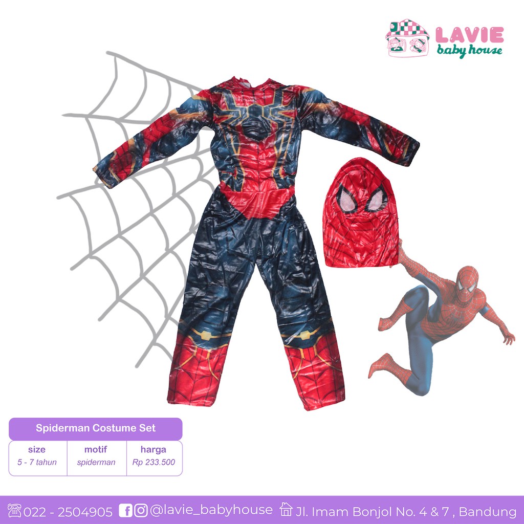 Spiderman Costume Set usia 5-7 tahun