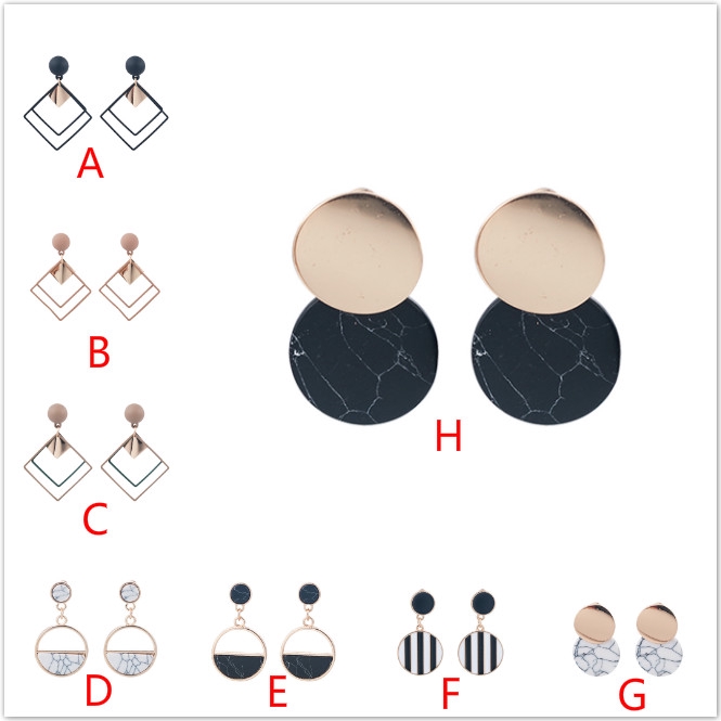 1Pasang Anting Pejantan Liontin Geometris Bohemian Wanita Modis-1