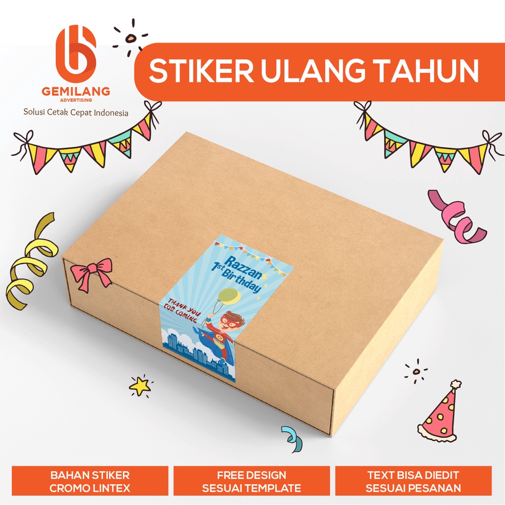 

Sticker Segel Dus Ulang Tahun Anak / Stiker Ultah / Free Design Template / Birthday Sticker