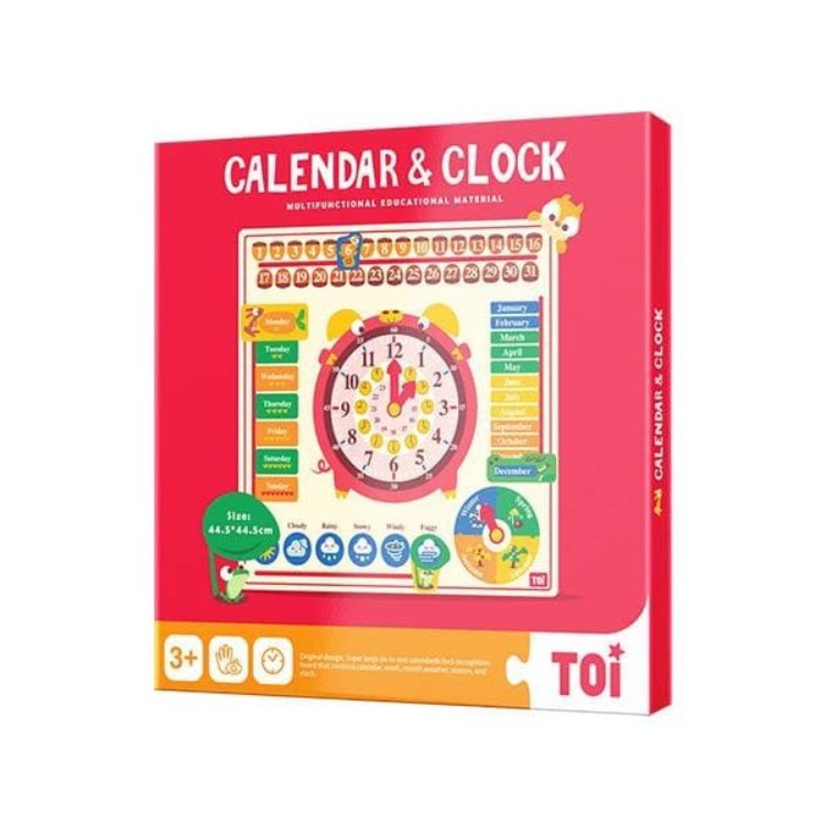

NOTOSKA - CLOCK CALENDAR WOODEN BOARD / Multifunctional Calendar Clock Weather Board - Edukasi
