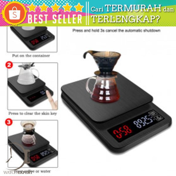 Taffware Digipounds Timbangan Dapur Mini Digital Coffee Scale LCD 3000g 0.1g - TSC3 - Black