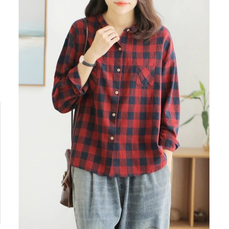 MDLV ~ 8938# Micola Plaid Shirt Kemeja Kotak Import