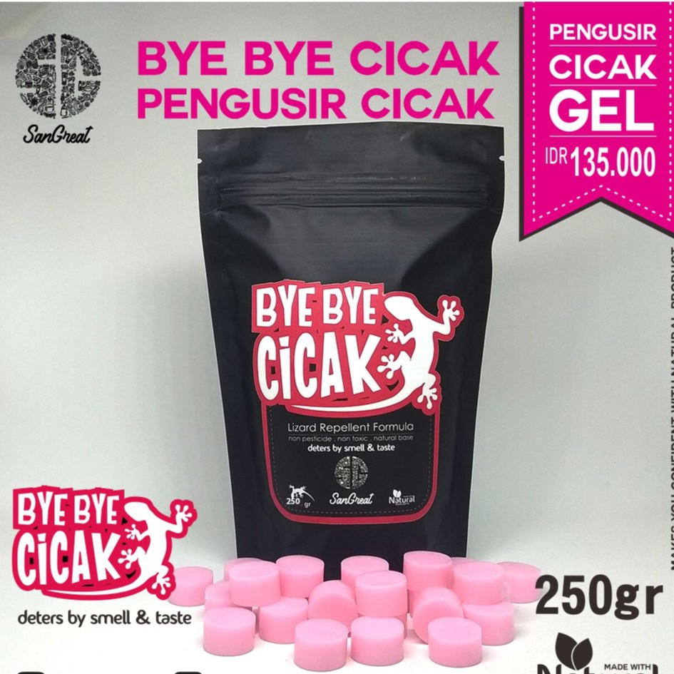 Kapur barus anti cicak organik alat Pengusir cicak alami terbaik Bye Bye cicak gel ukuran besar 250 gr agar cicak pergi