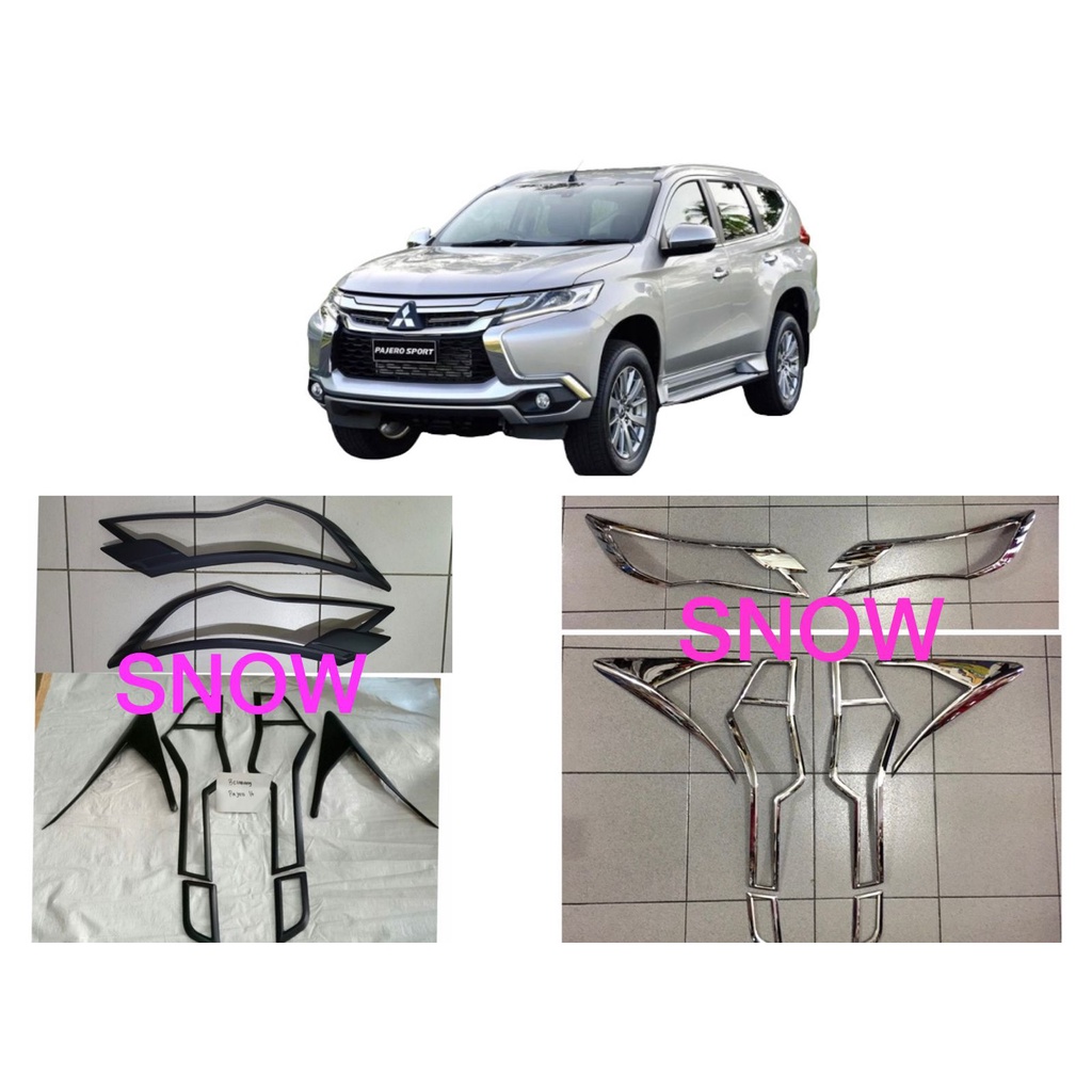 Paket Garnish Lampu Depan Belakang All New Pajero 2016 2018 Chrome Hitam