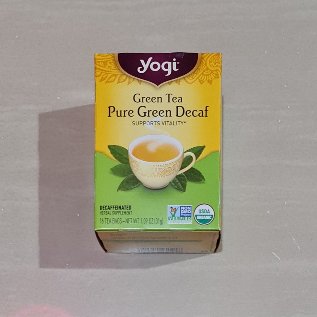 Teh Yogi Tea Green Tea Pure Green Decaf Support Vitality 31 Gram