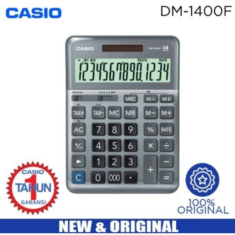 

CASIO KALKULATOR DM 1400 F CALCULATOR 14 DIGIT TWO WAY POWER