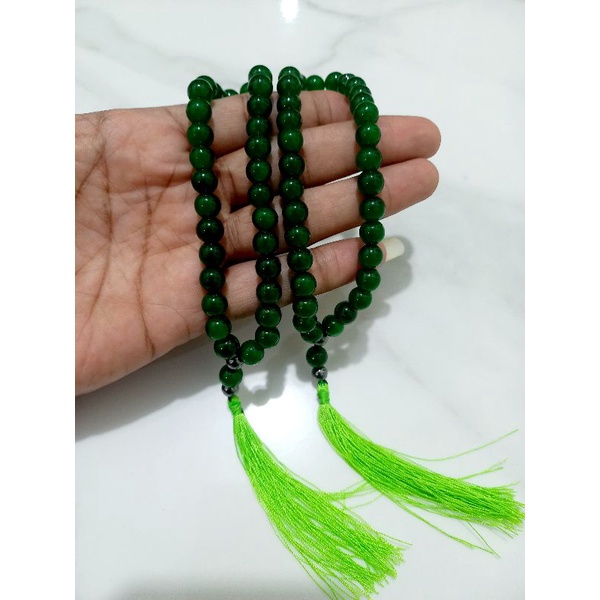 Tasbih batu giok asli 33 butir tasbih batu giok hijau tembus asli tasbih giok hijau asli tasbih 33 b