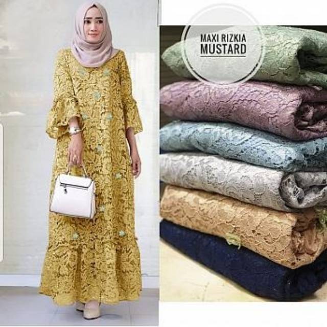 MAXI RIZKIA BRUKAT DRES BRUKAT GAMIS BRUKAT BAJU CEWEK BAJU WANITAM BAJU MUSLIM