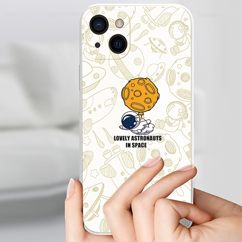 Casing Silikon iPhone 13 Pro MAX 12 Pro MAX 11 Pro MAX X XS MAX XR 7 Plus 8 Plus 6 6s Plus Motif Astronot Klasik