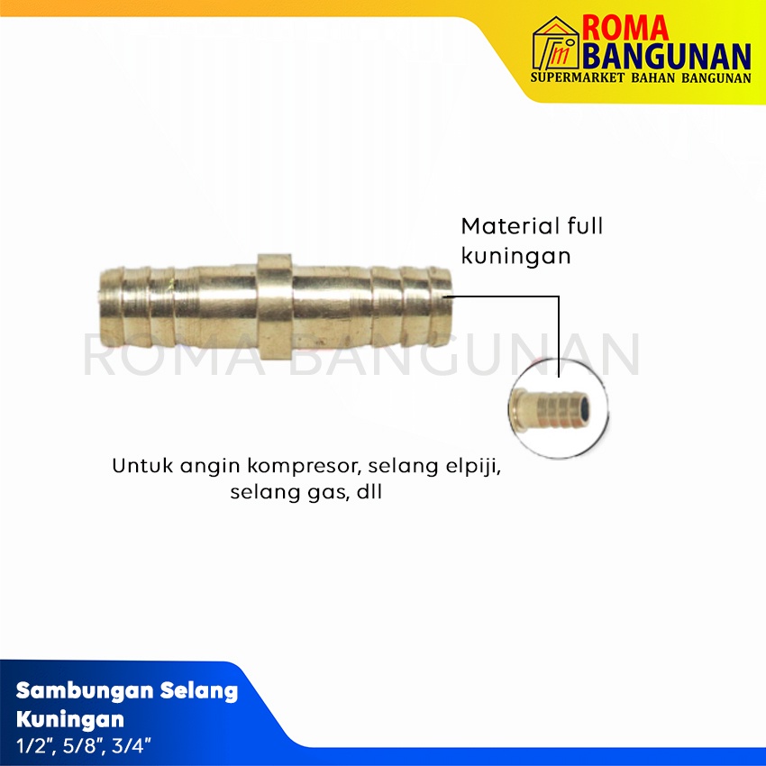 Fitting Hose double connector brass / Sambungan Selang Kuningan