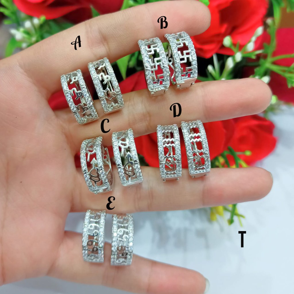 Anting Jepit Dewasa Motif Ukir Silver Perhiasan Wanita Korea