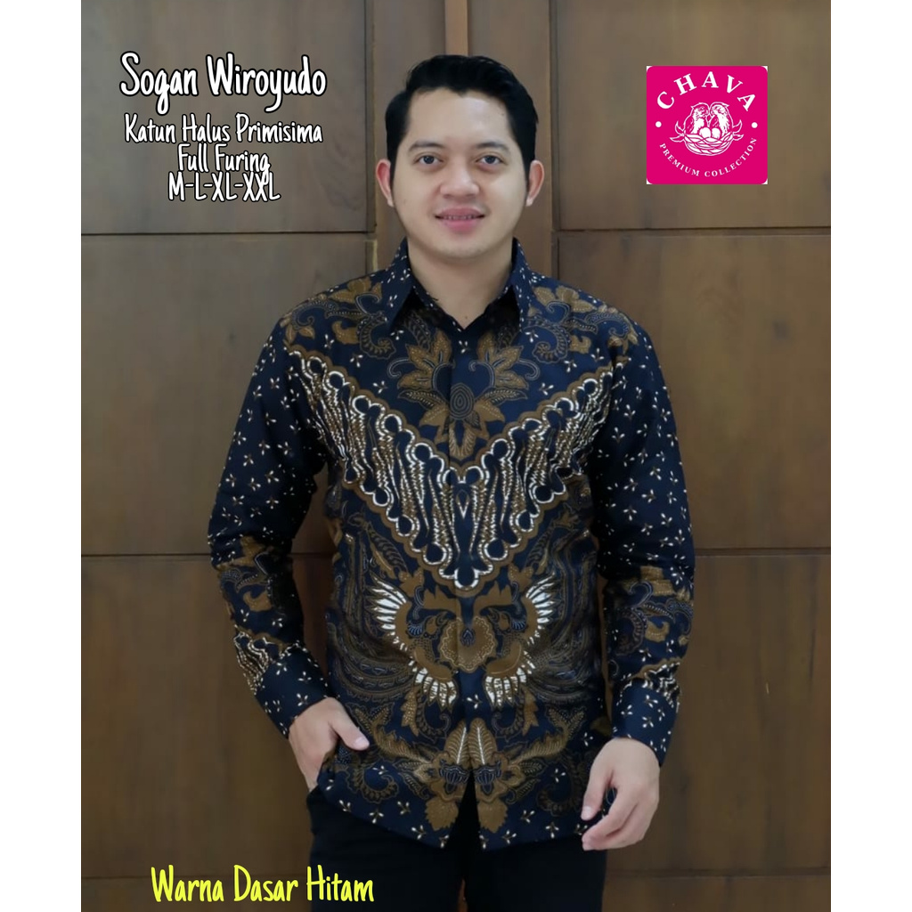 Kemeja Batik Lengan Panjang Terbaru Batik Pria Warna Hitam Batik Panjang Lapis Furing Sogan Wiroyudo