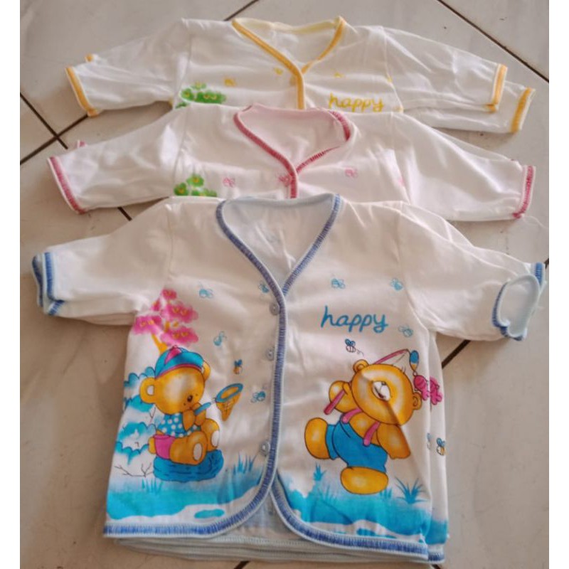 6 PCS BAJU LENGAN Panjang Bayi Putih Sablon