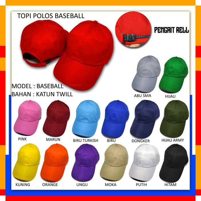 Topi Polos / Topi Pria Polos / Topi Wanita Polos / Topi Baseball Polos
