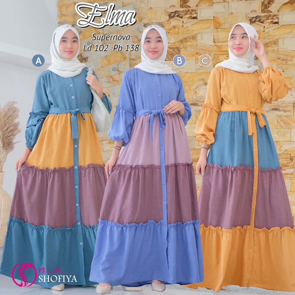 Gamis Elma Supernova susun Maxy  Daily Original GGS By Shofiya -  Dress fhasion muslimah