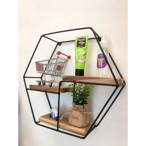 Rak Dinding Besi Dekorasi Hexagonal