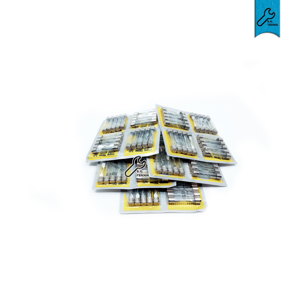 Sekring Tabung Stanley Kaca Fuse Bulat 10A 15A 20A 25A 1Box 100PC