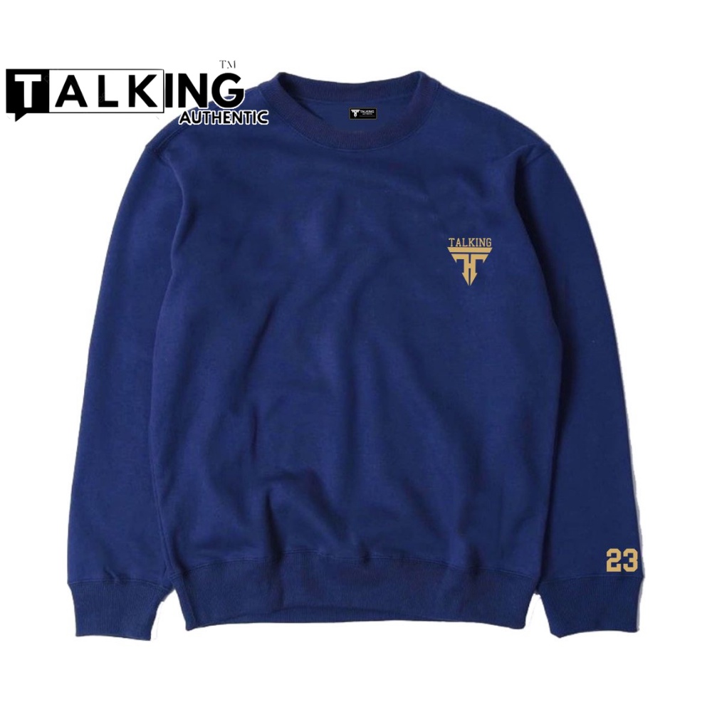 TALKING Sweatshirt Crewneck Pria Distro Original Navy Polos Oversize Sweater Crunek Motif LOGO Simpel Katun Tebal Switer Hudi Bigsize Dua Varian