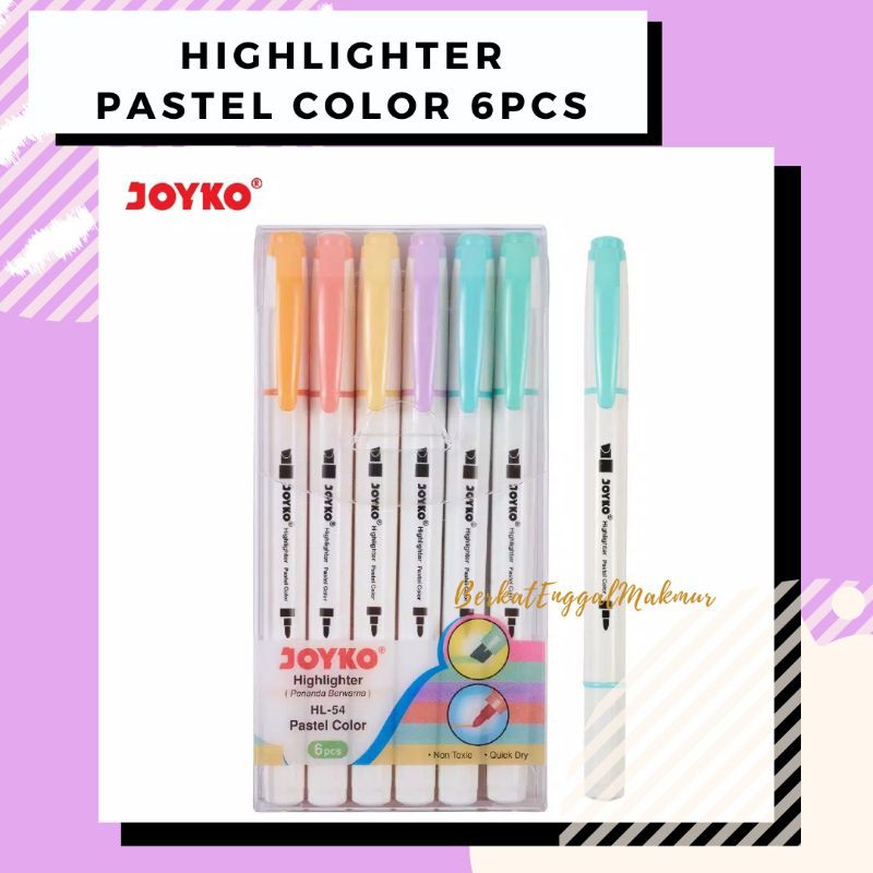 

6 Warna Hightlighter Joyko HL-54 Pastel Color Penanda