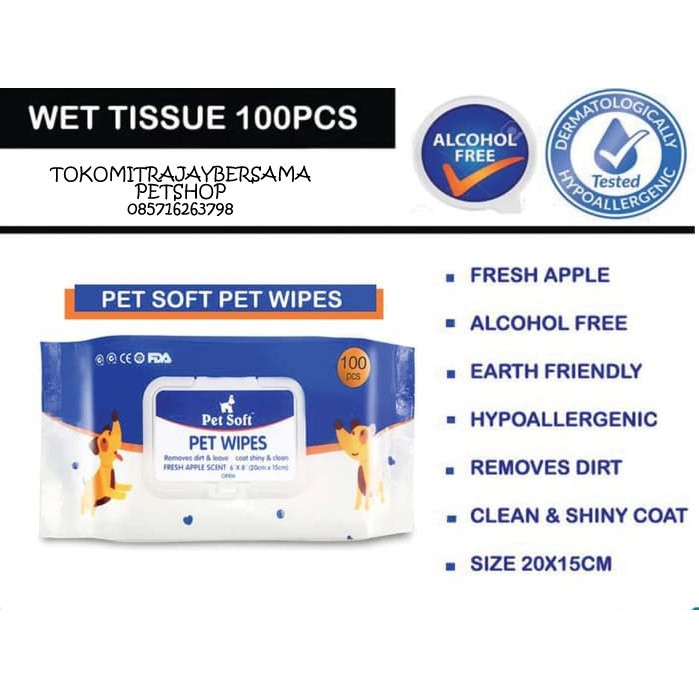 PET SOFT PET WIPES 100LBR  TISSUE BASAH HEWAN TISU BASAH KUCING ANJING KELINCI