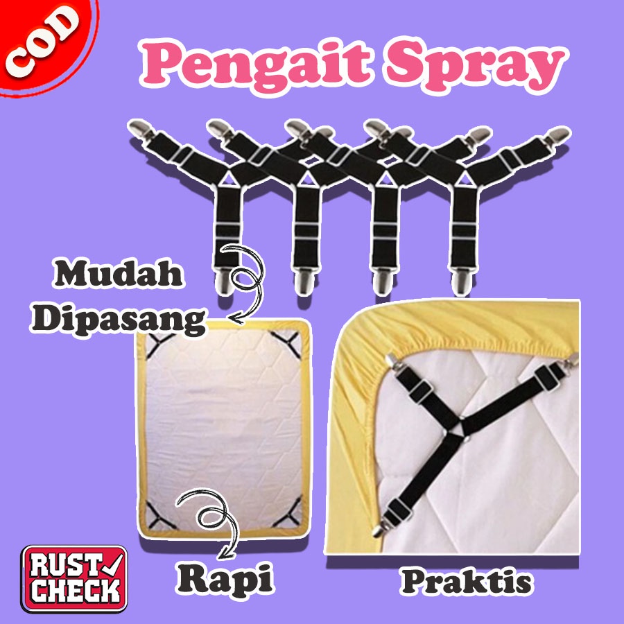 Penjepit Ujung Sprei 4 Sisi Pengait Clip Holder Ujung Sudut Mattress Cover Pengunci Sarung Kasur Gri