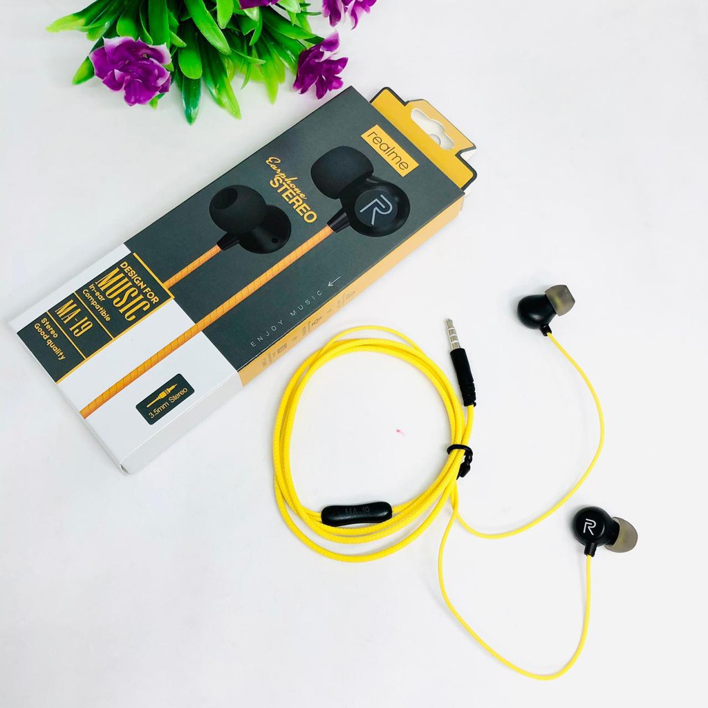 Headset Realme Wired SK-MA19 Universal Earphone Super Bass Bisa untuk Musik &amp; Telepon