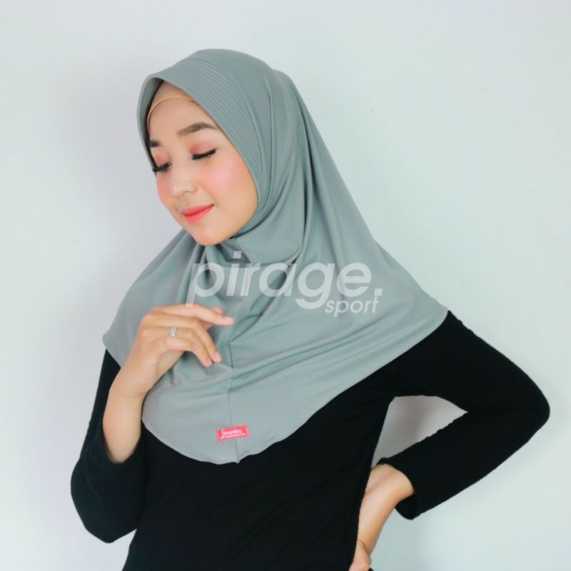 Jilbab Sport Besar Menutup Dada / Hijab Instan Sporty / Jilbab Instan Shamira-Silver