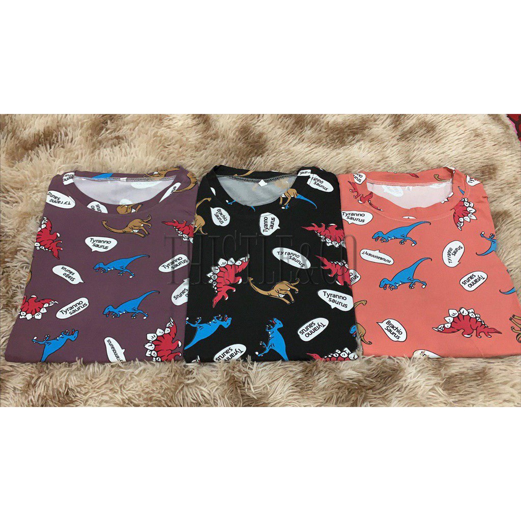 Oversize Tee Tshirt   Wanita Model Longgar Motif T-Rex Dinosaurus