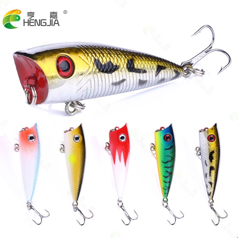 HENGJIA NEW 5pcs 6cm/6g Umpan Popper Pancing Swimbait Fishing Lure Bass Ikan Topwater Bait Tackle