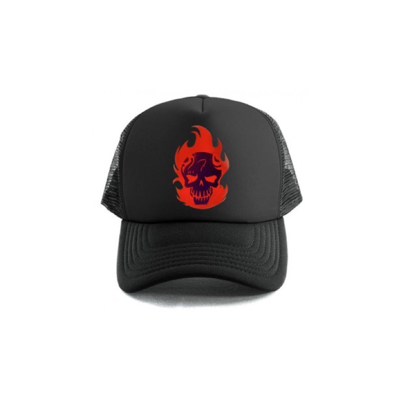 Topi Trucker Tengkorak Api