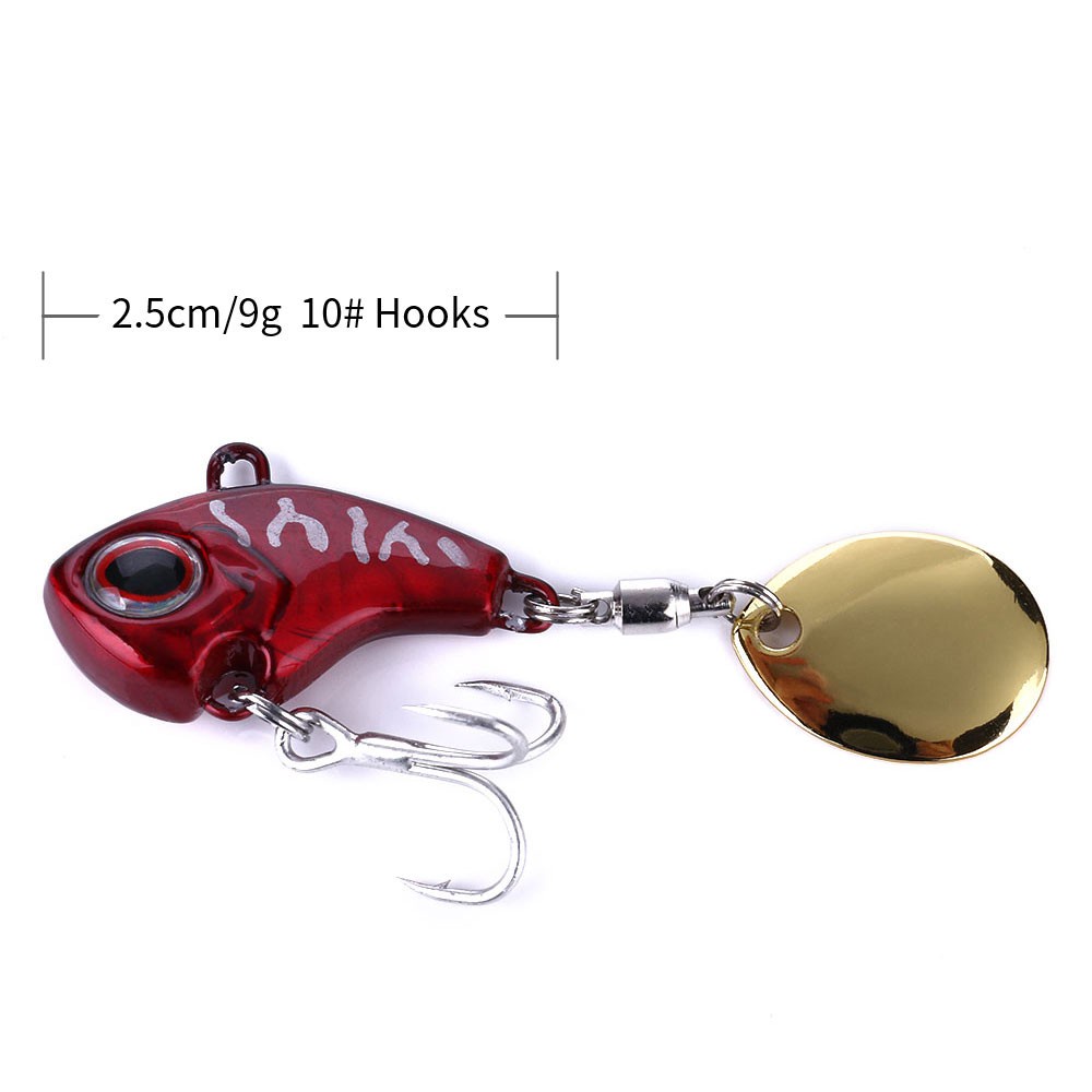 Hengjia 6pcs/lot 6 Color Umpan Pancing Spoon Vib Fishing Lure Mini 9g14g16g22g Vibrating Bait With Connect Ring Bahan Metal Dengan Kail Treble Hook