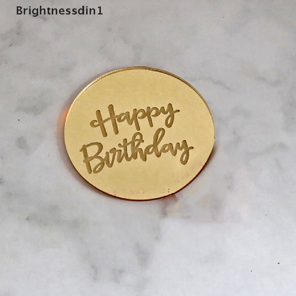 10pcs Topper Kue Bentuk Lingkaran Bahan Akrilik Warna Rose Gold Desain Happy Birthday