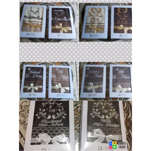 Set Handuk Terry Palmer Grade A (Couple ) n Bordir n 2 Box terry Palmer