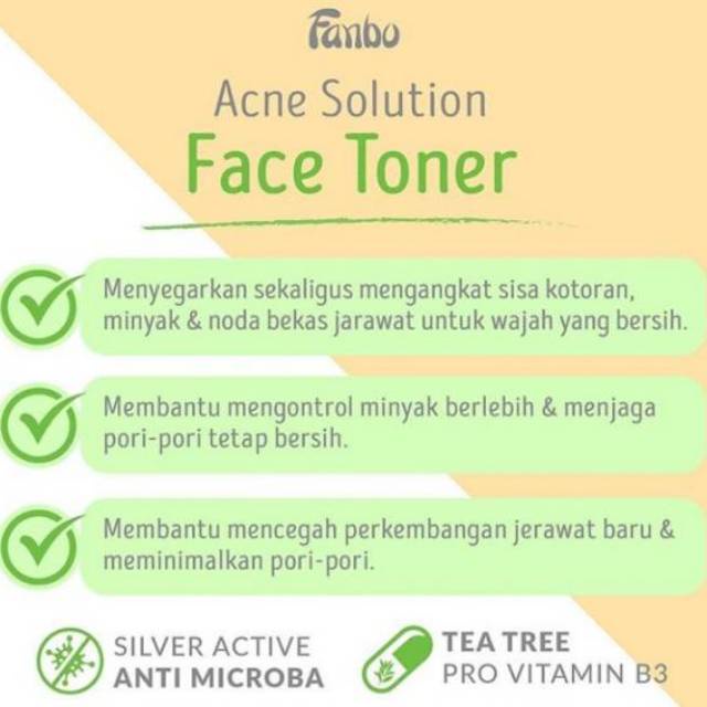 FANBO FACE TONER / TONER WAJAH ACNE SOLUTION UNTUK JERAWAT 110ML